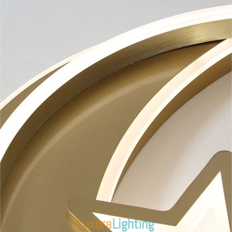 Designer Touch Decorative Moon Star Flush Mount Ceiling Light Gold Acrylic Light Fixture