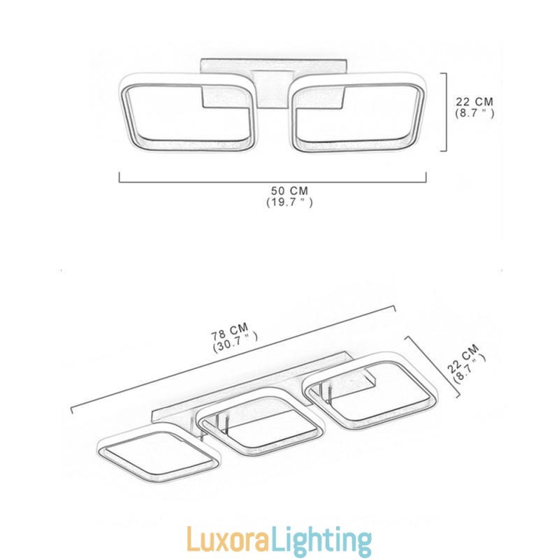 Designer Touch Decorative Modern Minimalist Flush Mount Acrylic Square Frame Ceiling Light