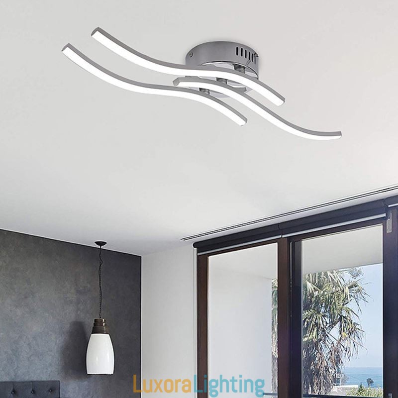 Designer Touch Decorative Modern Simple Flush Mount Acrylic Wave Shaped Ceiling Light