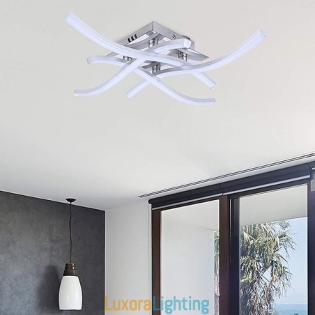 Designer Touch Decorative Modern Simple Flush Mount Acrylic 4 Lights Wave Shaped Ceiling Light