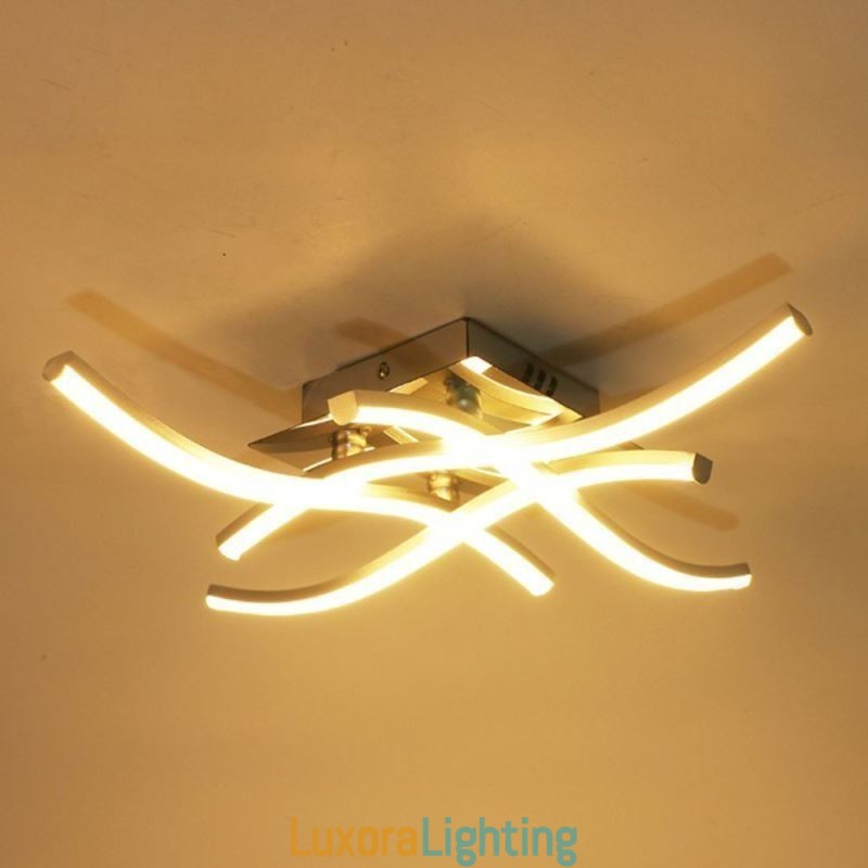 Designer Touch Decorative Modern Simple Flush Mount Acrylic 4 Lights Wave Shaped Ceiling Light