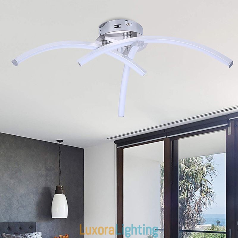 Designer Touch Decorative Simple Flush Mount Arc Shaped Acrylic Cross Ceiling Light