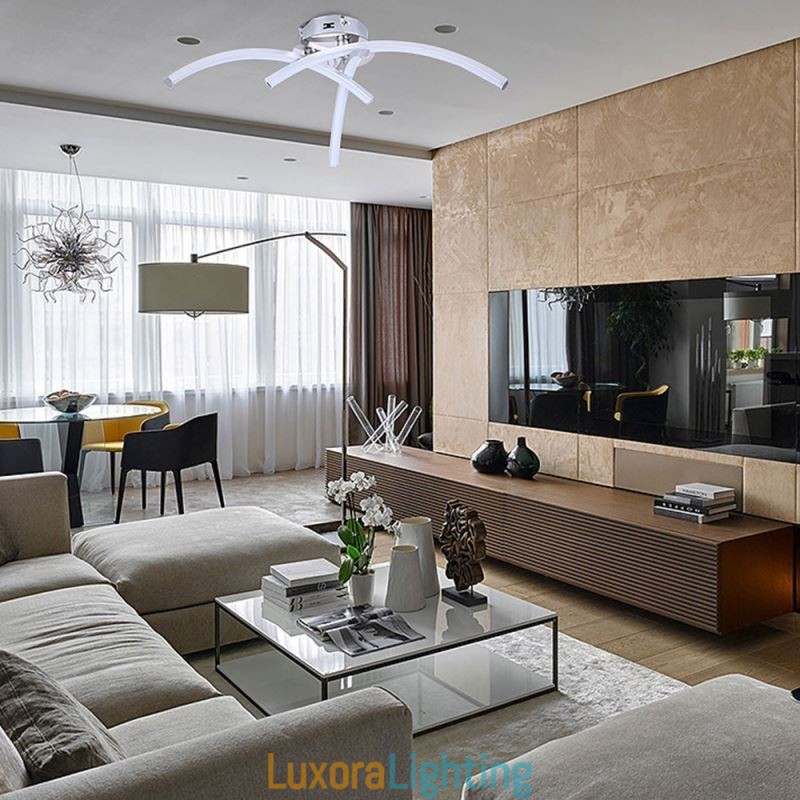 Designer Touch Decorative Simple Flush Mount Arc Shaped Acrylic Cross Ceiling Light