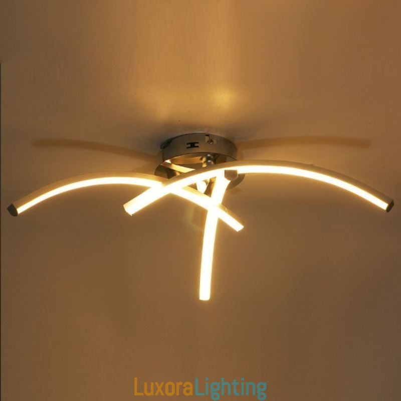 Designer Touch Decorative Simple Flush Mount Arc Shaped Acrylic Cross Ceiling Light