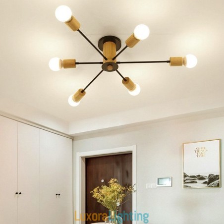 Designer Touch Decorative Modern Magic Beans Flush Mount Wood Branch Chandelier