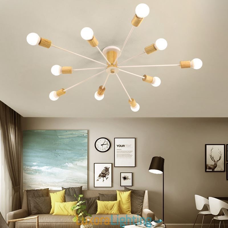 Designer Touch Decorative Modern Magic Beans Flush Mount Wood Branch Chandelier