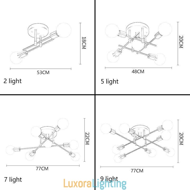 Designer Touch Decorative Simple Magic Beans Flush Mount Crossed Ceiling Light