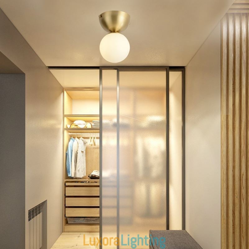 Designer Touch Decorative Nordic Brass Mini Flush Mount Ceiling Light Foyer Lighting