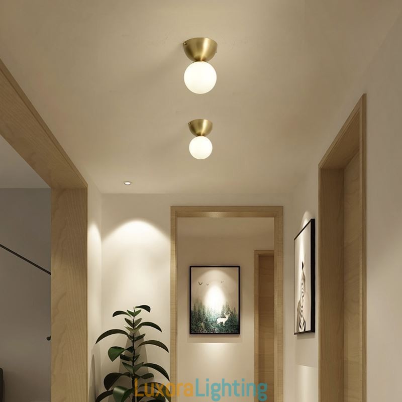 Designer Touch Decorative Nordic Brass Mini Flush Mount Ceiling Light Foyer Lighting