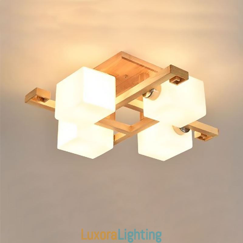 Designer Touch Decorative Nordic Flush Mount Ceiling Light Creative Warm Solid Wood Light