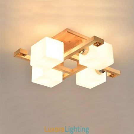 Designer Touch Decorative Nordic Flush Mount Ceiling Light Creative Warm Solid Wood Light