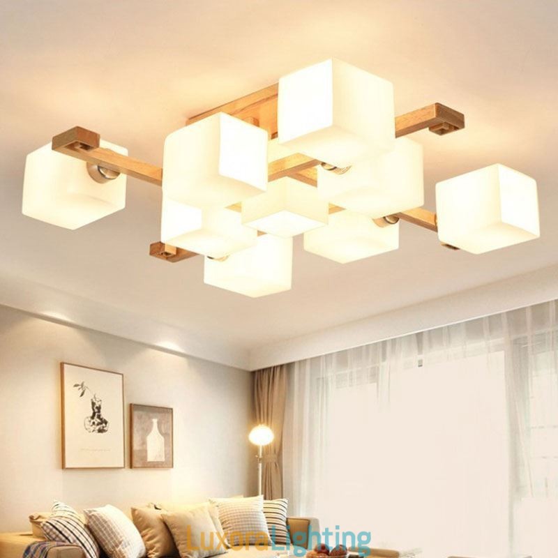 Designer Touch Decorative Nordic Flush Mount Ceiling Light Creative Warm Solid Wood Light