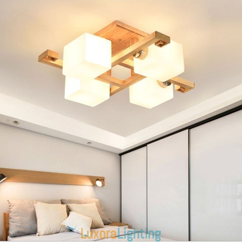 Designer Touch Decorative Nordic Flush Mount Ceiling Light Creative Warm Solid Wood Light