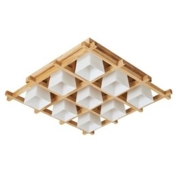 Designer Touch Decorative Nordic Square Grid Flush Mount Ceiling Light Rubber Wood Light