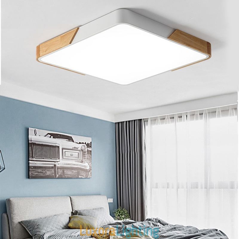 Designer Touch Decorative Simple Flush Mount Wood Frame Ceiling Light Super Thin Design Lamp Dinging Light