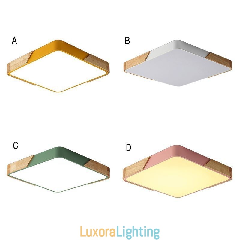Designer Touch Decorative Simple Flush Mount Wood Frame Ceiling Light Super Thin Design Lamp Dinging Light