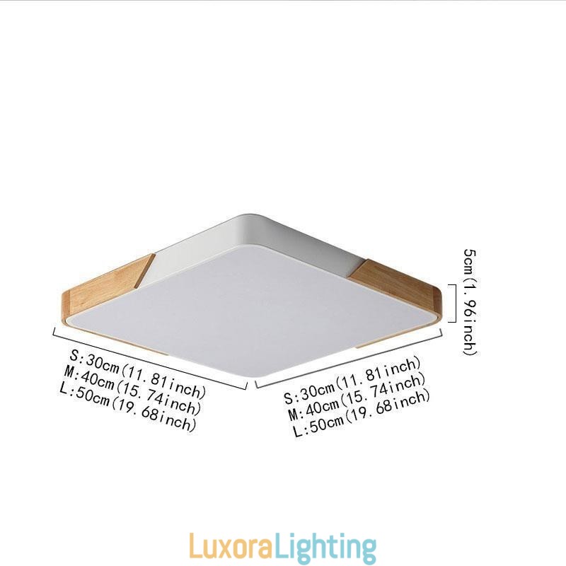 Designer Touch Decorative Simple Flush Mount Wood Frame Ceiling Light Super Thin Design Lamp Dinging Light
