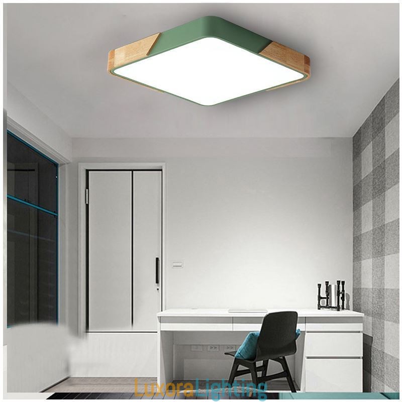 Designer Touch Decorative Simple Flush Mount Wood Frame Ceiling Light Super Thin Design Lamp Dinging Light