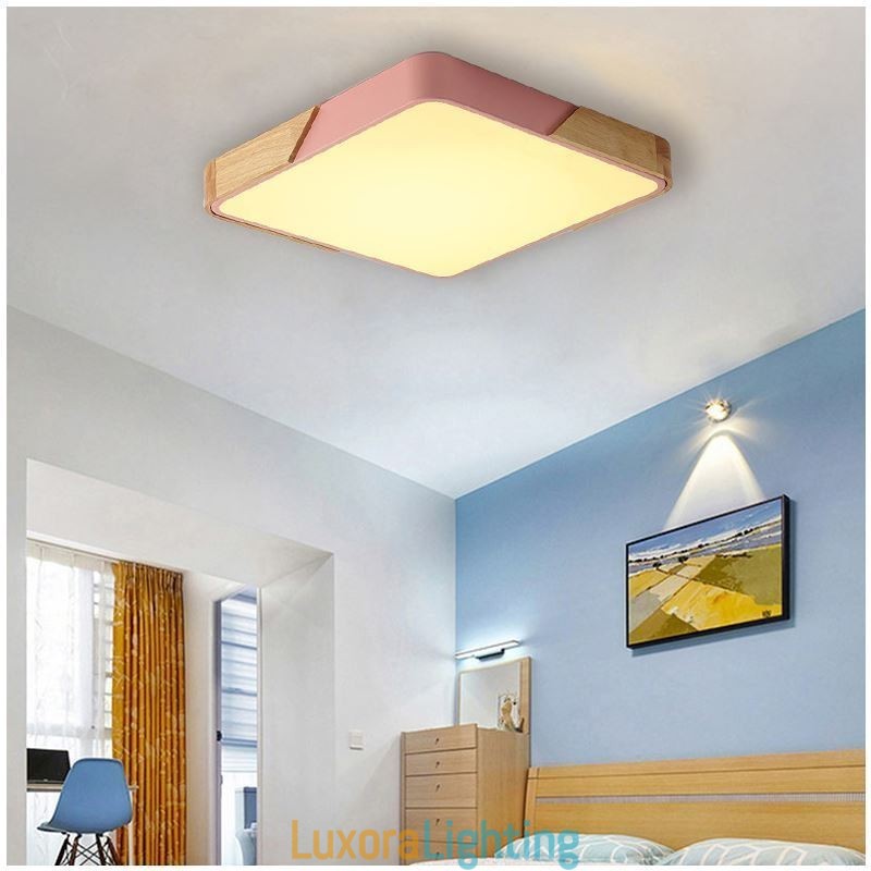 Designer Touch Decorative Simple Flush Mount Wood Frame Ceiling Light Super Thin Design Lamp Dinging Light