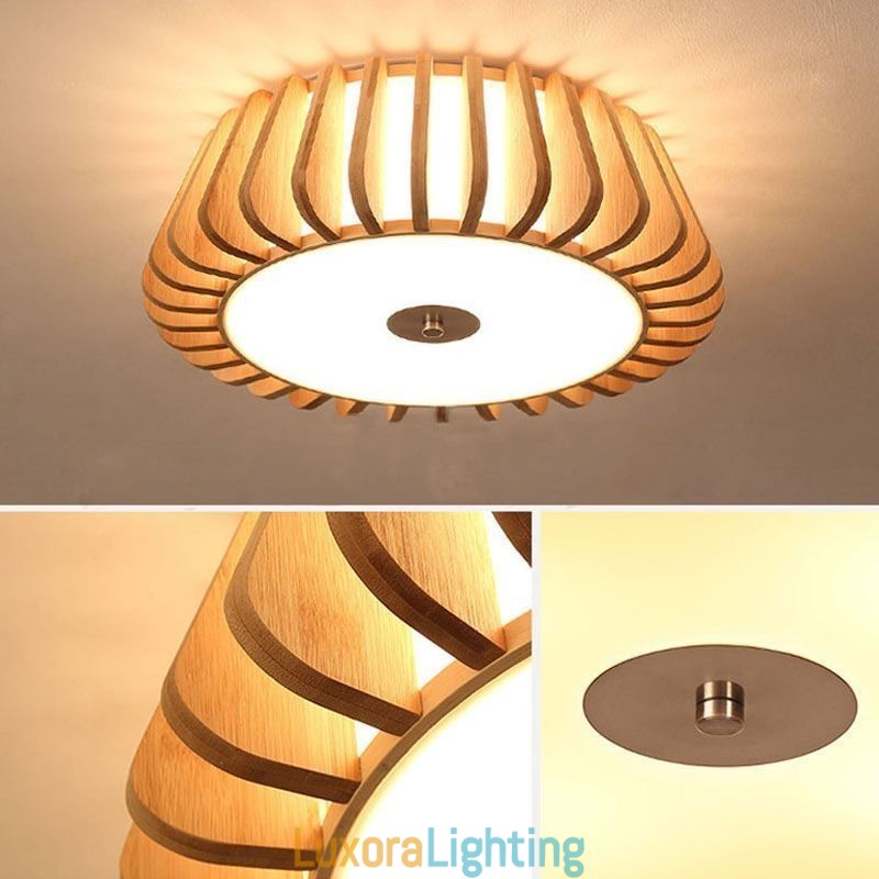 Designer Touch Decorative Nordic Round Flush Mount Creative Bamboo Ceiling Lighting