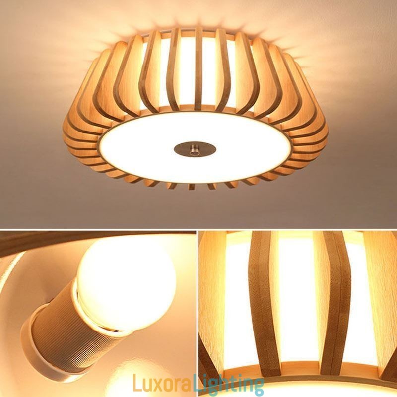 Designer Touch Decorative Nordic Round Flush Mount Creative Bamboo Ceiling Lighting