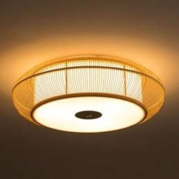 Designer Touch Decorative Chinese Special Bamboo Flush Mount Creative Japanese Round Ceiling Light