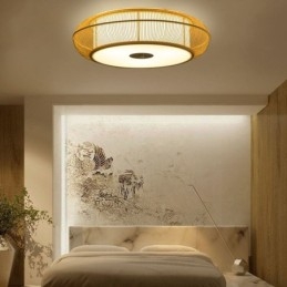 Designer Touch Decorative Chinese Special Bamboo Flush Mount Creative Japanese Round Ceiling Light