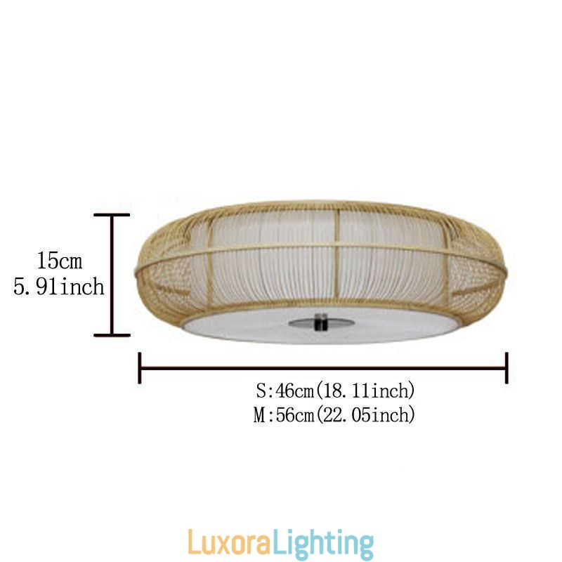 Designer Touch Decorative Chinese Special Bamboo Flush Mount Creative Japanese Round Ceiling Light