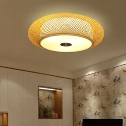 Designer Touch Decorative Modern Bamboo Flush Mount Chinese Woven Ceiling Lighting
