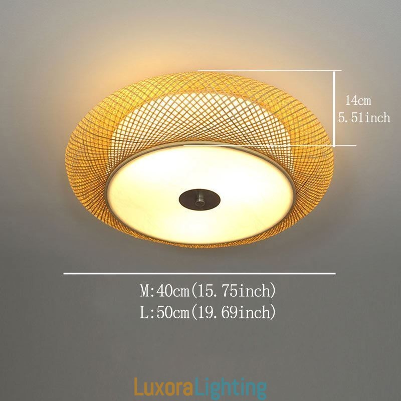 Designer Touch Decorative Modern Bamboo Flush Mount Chinese Woven Ceiling Lighting