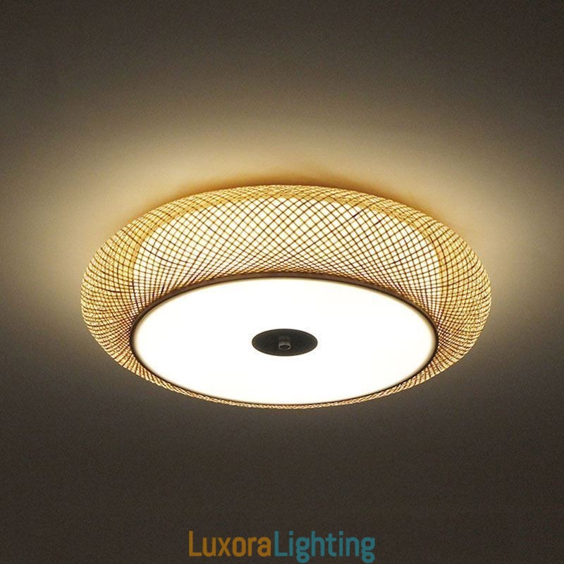 Designer Touch Decorative Modern Bamboo Flush Mount Chinese Woven Ceiling Lighting