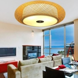 Designer Touch Decorative Modern Bamboo Flush Mount Chinese Woven Ceiling Lighting