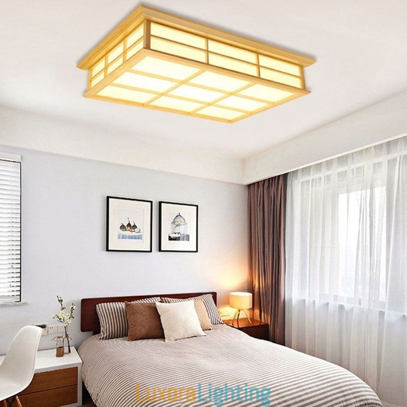 Designer Touch Decorative Japanese Cuboid Ceiling Light Solid Wood Ceiling Lighting