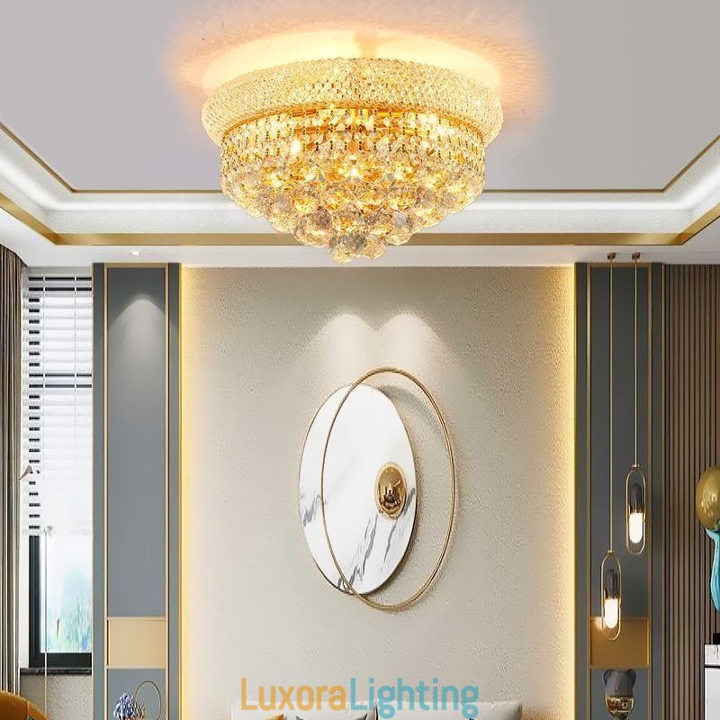 Designer Touch Decorative European Flush Mount Light Luxury Crystal Ceiling Light