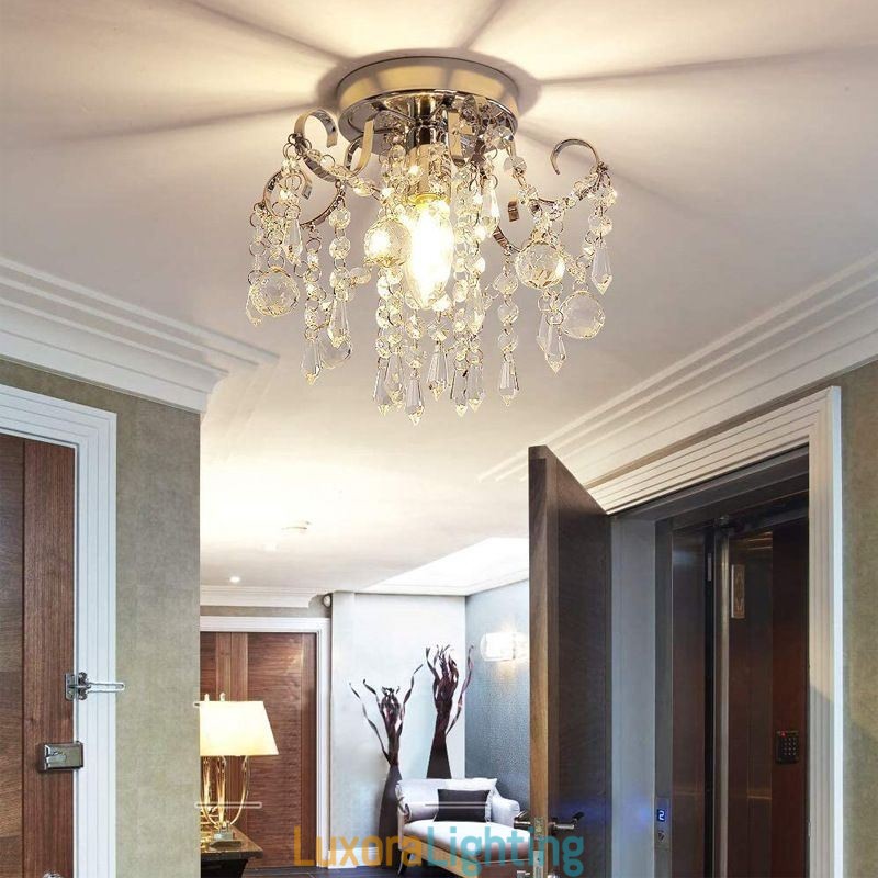 Designer Touch Decorative Modern Minimalist Flush Mount Single Crystal Ceiling Light