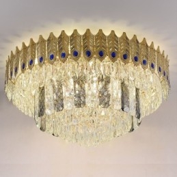 Designer Touch Decorative Crystal Flush Mount Round Electroplated Phoenix Tail Gold Luxury Decrative Ceiling Light