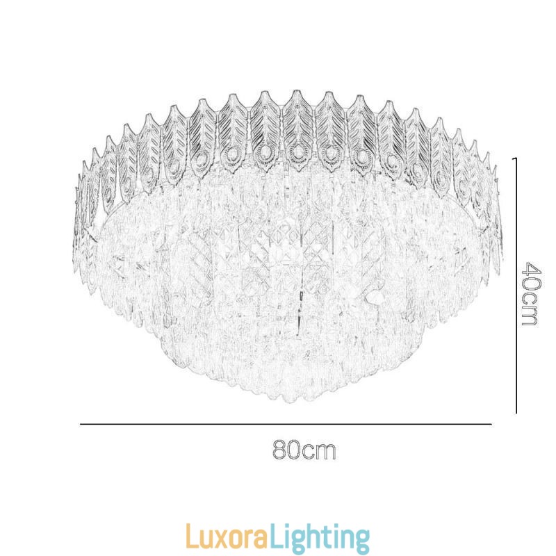 Designer Touch Decorative Crystal Flush Mount Round Electroplated Phoenix Tail Gold Luxury Decrative Ceiling Light