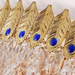 Designer Touch Decorative Crystal Flush Mount Round Electroplated Phoenix Tail Gold Luxury Decrative Ceiling Light