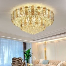 Designer Touch Decorative Crystal Flush Mount Double Layer Round Luxury Decrative Ceiling Light 80cm