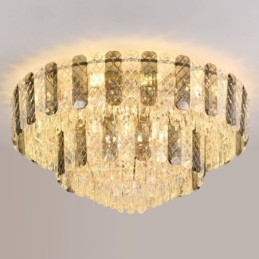Designer Touch Decorative Crystal Flush Mount Double Layer Round Luxury Decrative Ceiling Light 80cm