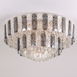 Designer Touch Decorative Crystal Flush Mount Double Layer Round Luxury Decrative Ceiling Light 80cm