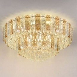 Designer Touch Decorative Crystal Flush Mount Double Layer Round Luxury Decrative Ceiling Light 80cm