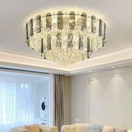 Designer Touch Decorative Crystal Flush Mount Double Layer Round Luxury Decrative Ceiling Light 80cm