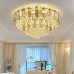 Designer Touch Decorative Crystal Flush Mount Double Layer Round Luxury Decrative Ceiling Light 80cm