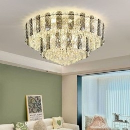 Designer Touch Decorative Crystal Flush Mount Double Layer Round Luxury Decrative Ceiling Light 80cm
