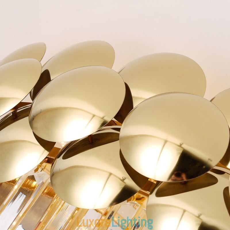 Designer Touch Decorative Crystal Flush Mount Round Electroplated Gold Luxury Decrative Ceiling Light 80cm