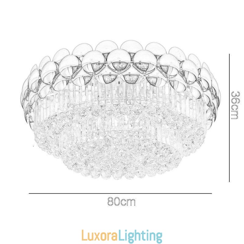 Designer Touch Decorative Crystal Flush Mount Round Electroplated Gold Luxury Decrative Ceiling Light 80cm