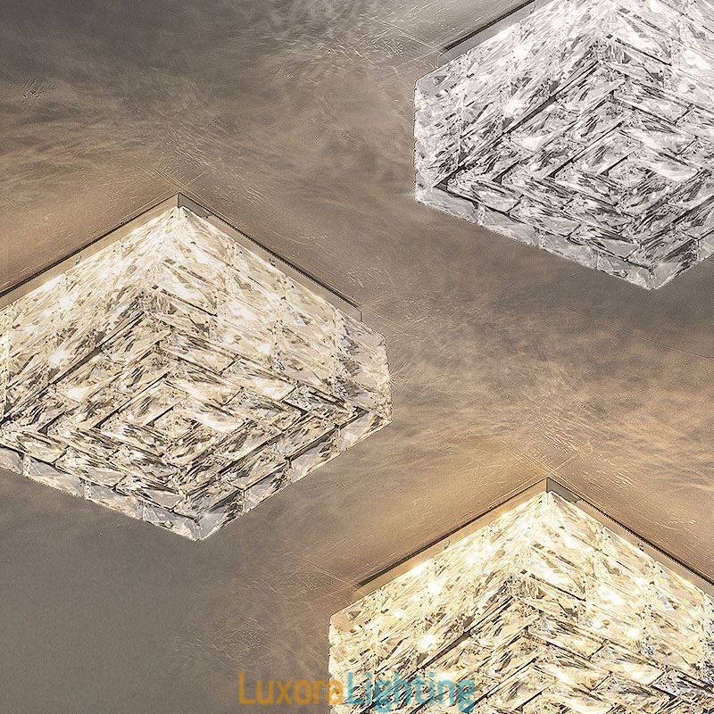 Designer Touch Decorative Crystal Ceiling Light Flush Mount Three Color Dimmable