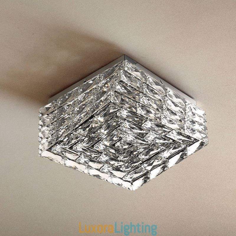 Designer Touch Decorative Crystal Ceiling Light Flush Mount Three Color Dimmable