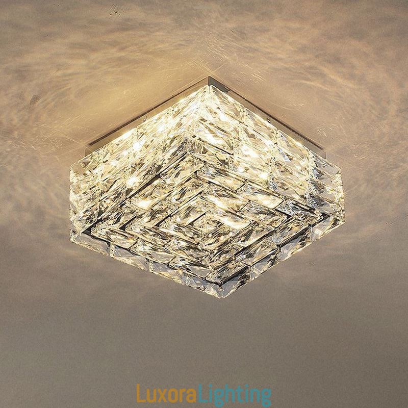 Designer Touch Decorative Crystal Ceiling Light Flush Mount Three Color Dimmable
